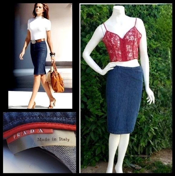 PRADA PENCIL‎ JEAN SKIRT - Picture 1 of 5